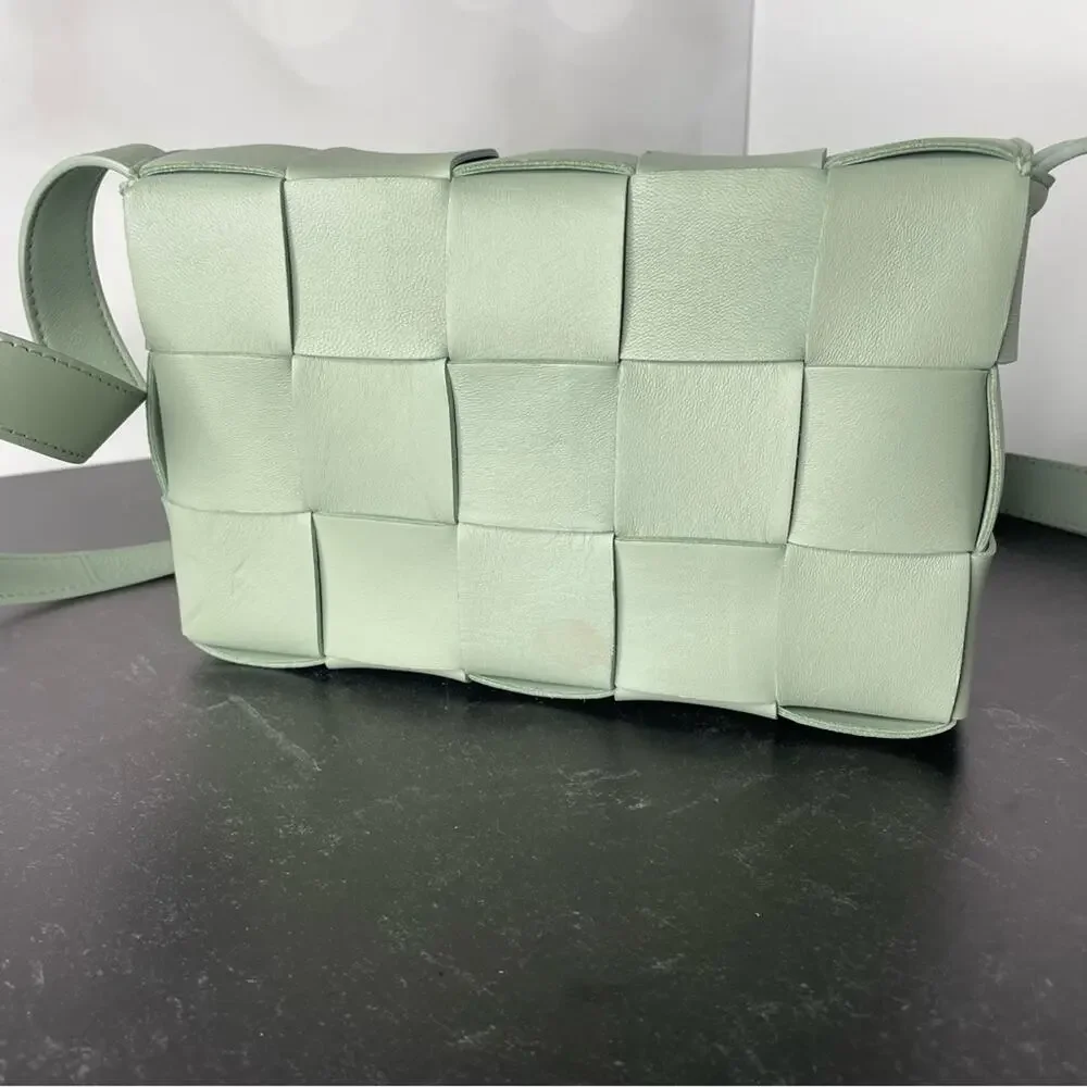 Bottega Veneta Medium Intrecciato Leather Cassette Crossbody Bag Sage Green